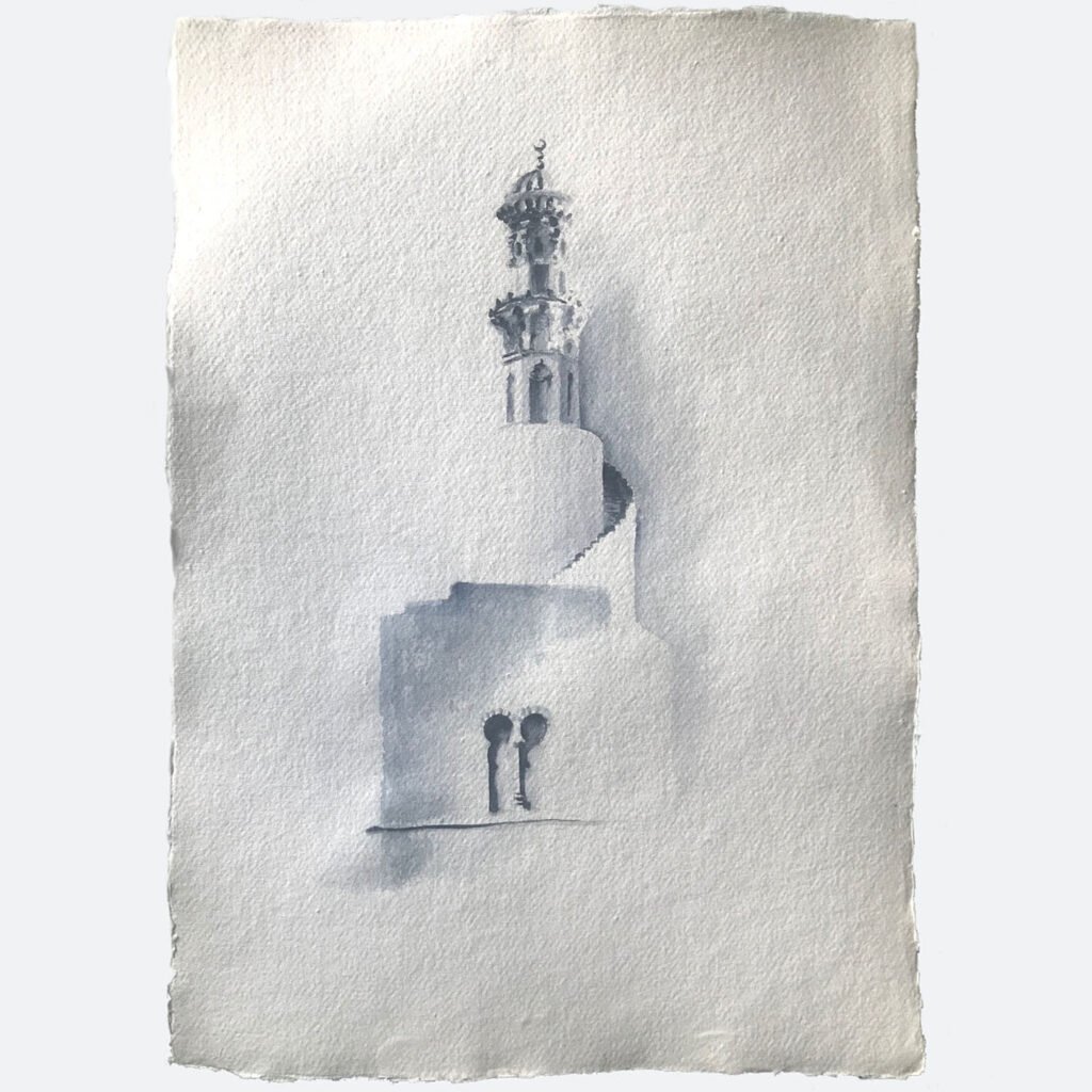 Minaret of ibn Tulun mosque, Cairo, an original watercolour work by Jurga Vilimaite