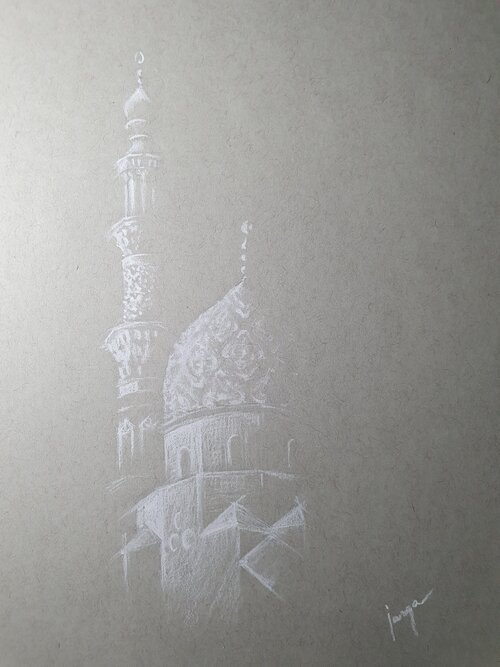 Mosque in Egypt, an original drawing work by Jurga Vilimaite