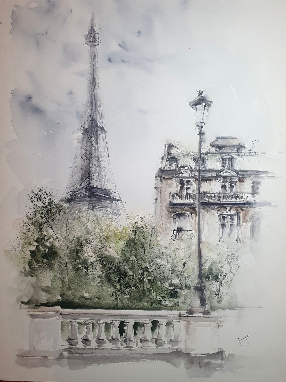 Paris, an original watercolour work by Jurga Vilimaite