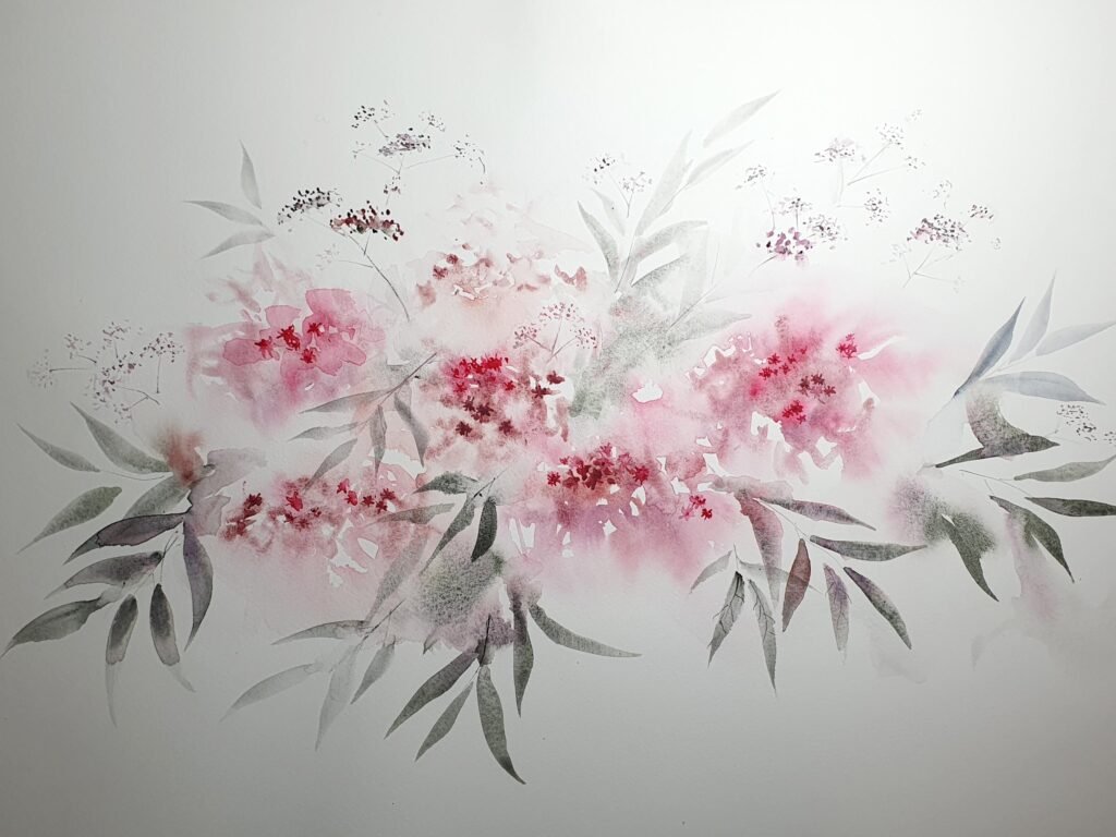Pinks, an original watercolour work by Jurga Vilimaite