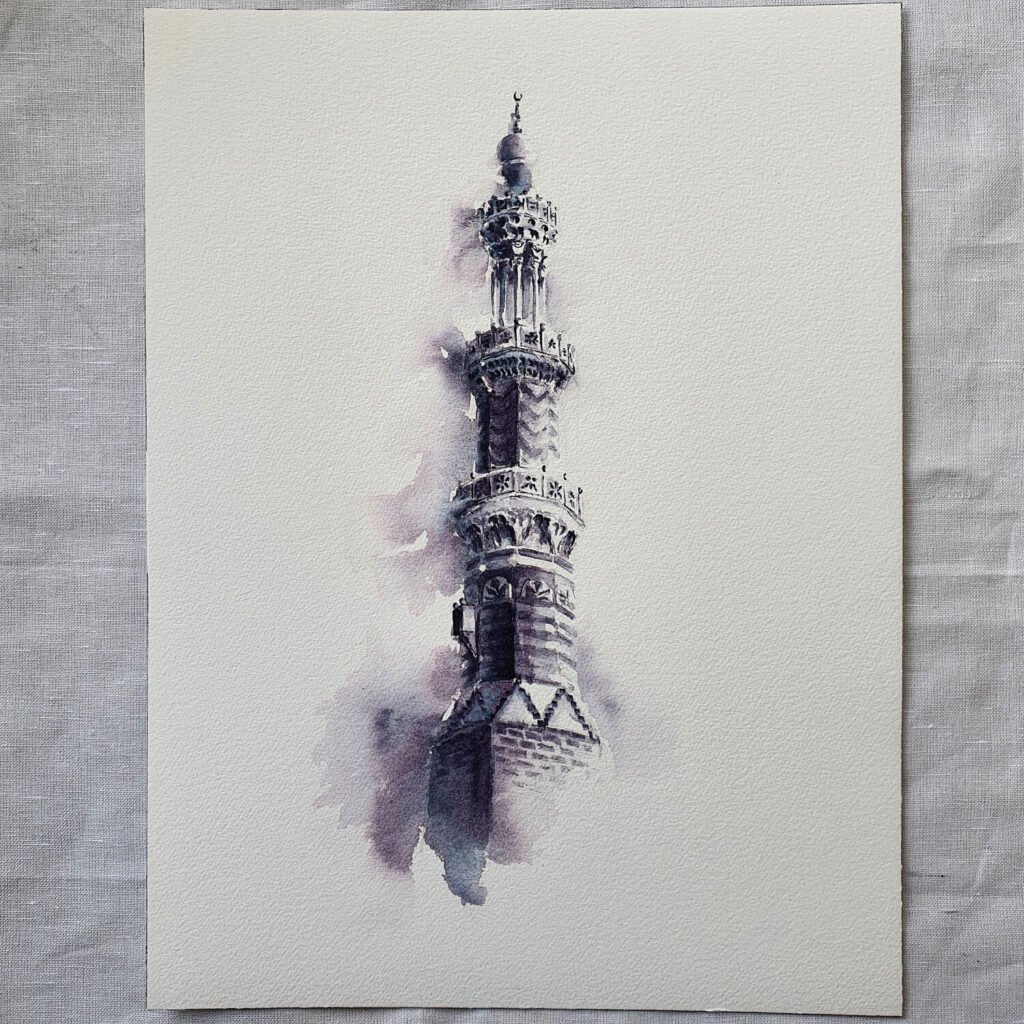 Rise and fall or Emir Sarghitmish, an original watercolour work by Jurga Vilimaite
