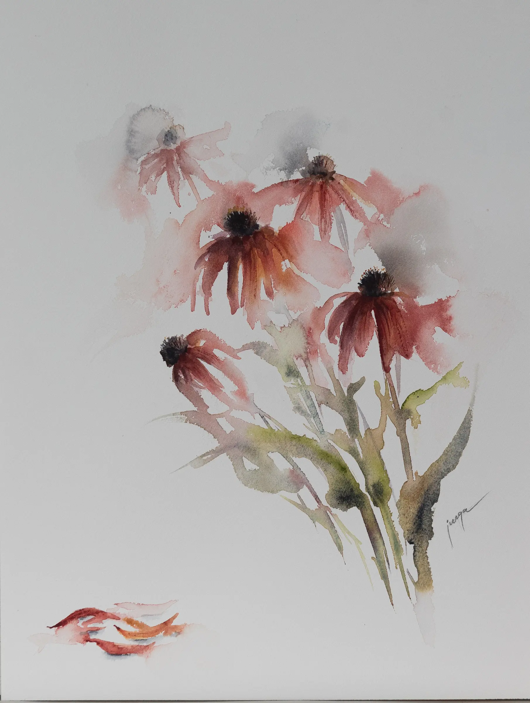 Rudbeckia Two, an original watercolour painting by Jurga Vilimaite