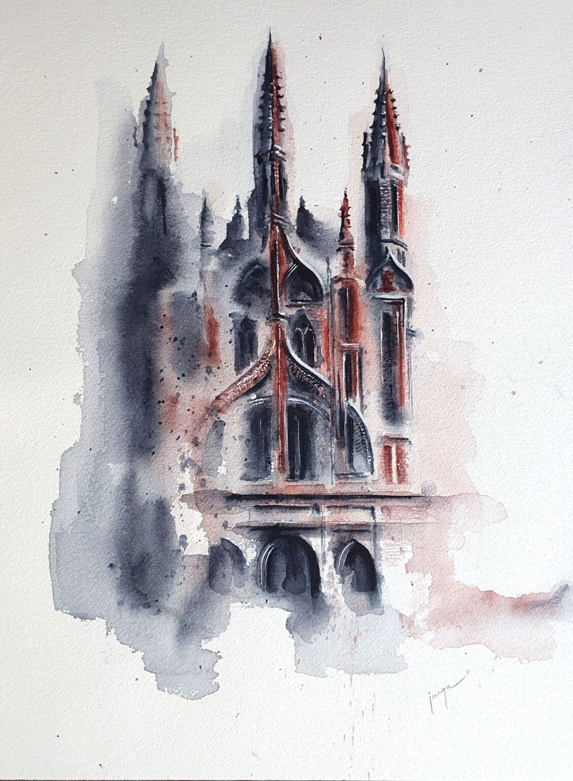 St Anne’s church, an original watercolour work by Jurga Vilimaite