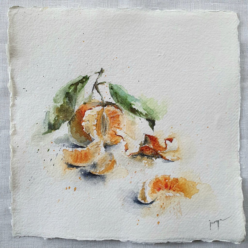 Tangerines, an original watercolour work by Jurga Vilimaite