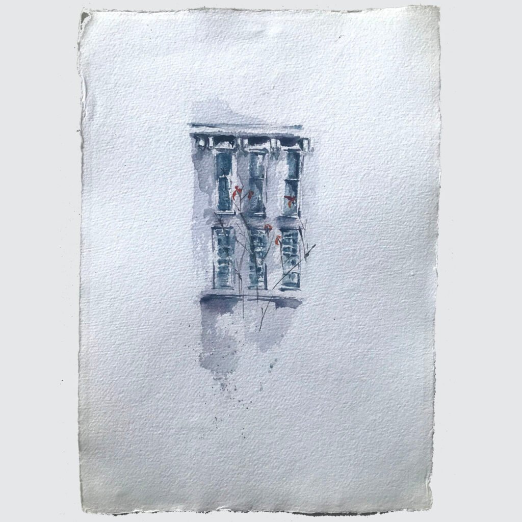 Window in Kensington, an original watercolour work by Jurga Vilimaite
