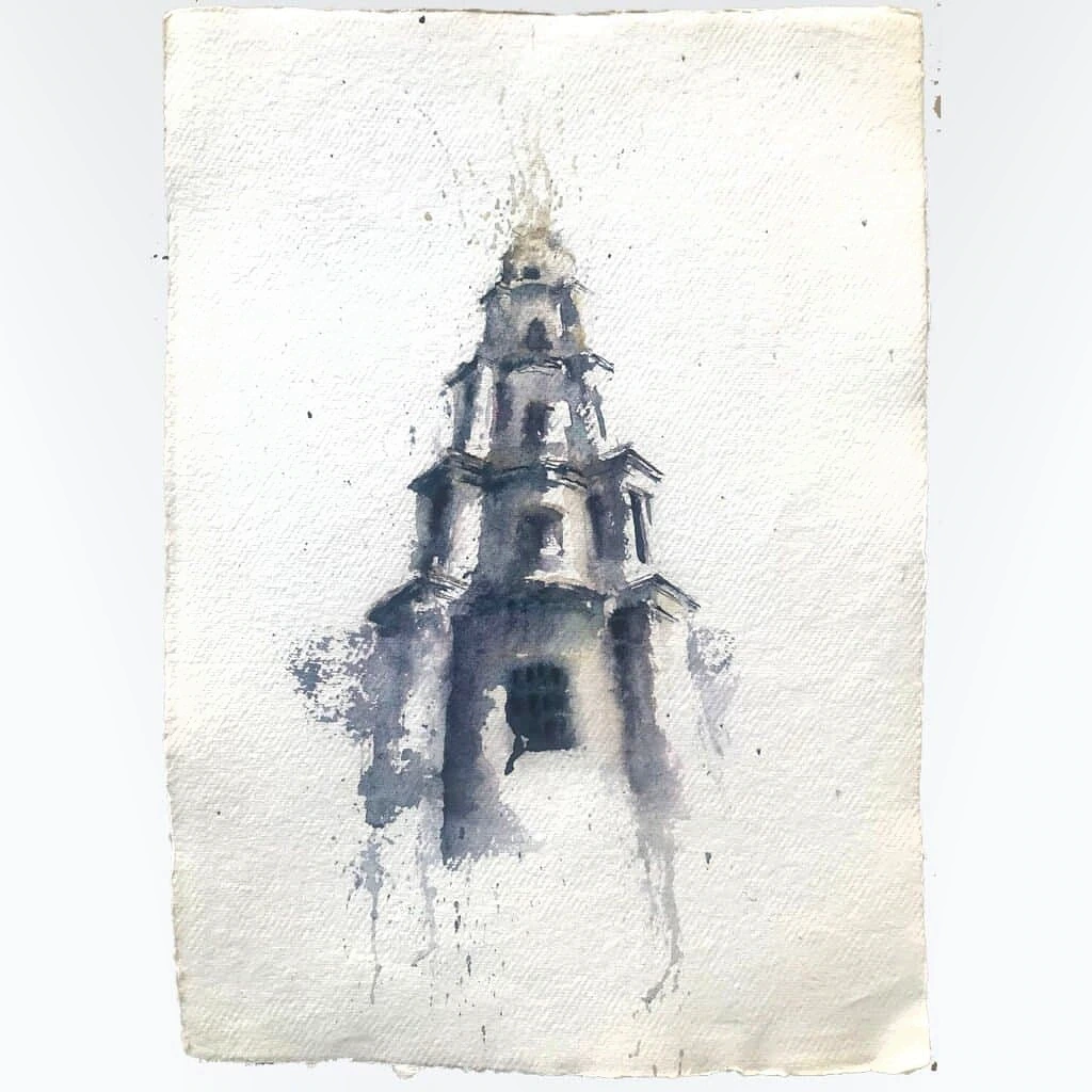 Houses of God, original watercolour by Jurga Vilimaite